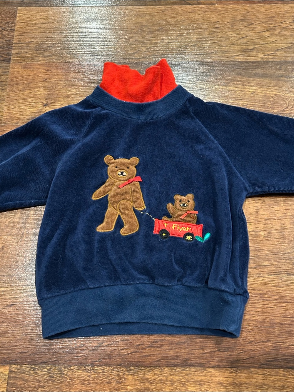 Vintage Rebecca Raggs Original Velour Blue Top Size 24 Months 2T Teddy Bears